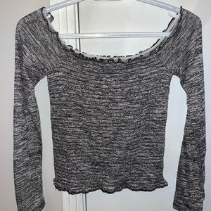 BNWT Grey off the shoulder long sleeve crop top